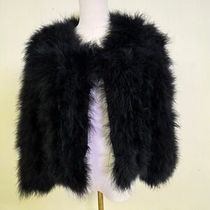 Rebecca Minkoff Feather Jacket Black Real Feather Bolero Womens S Excellent